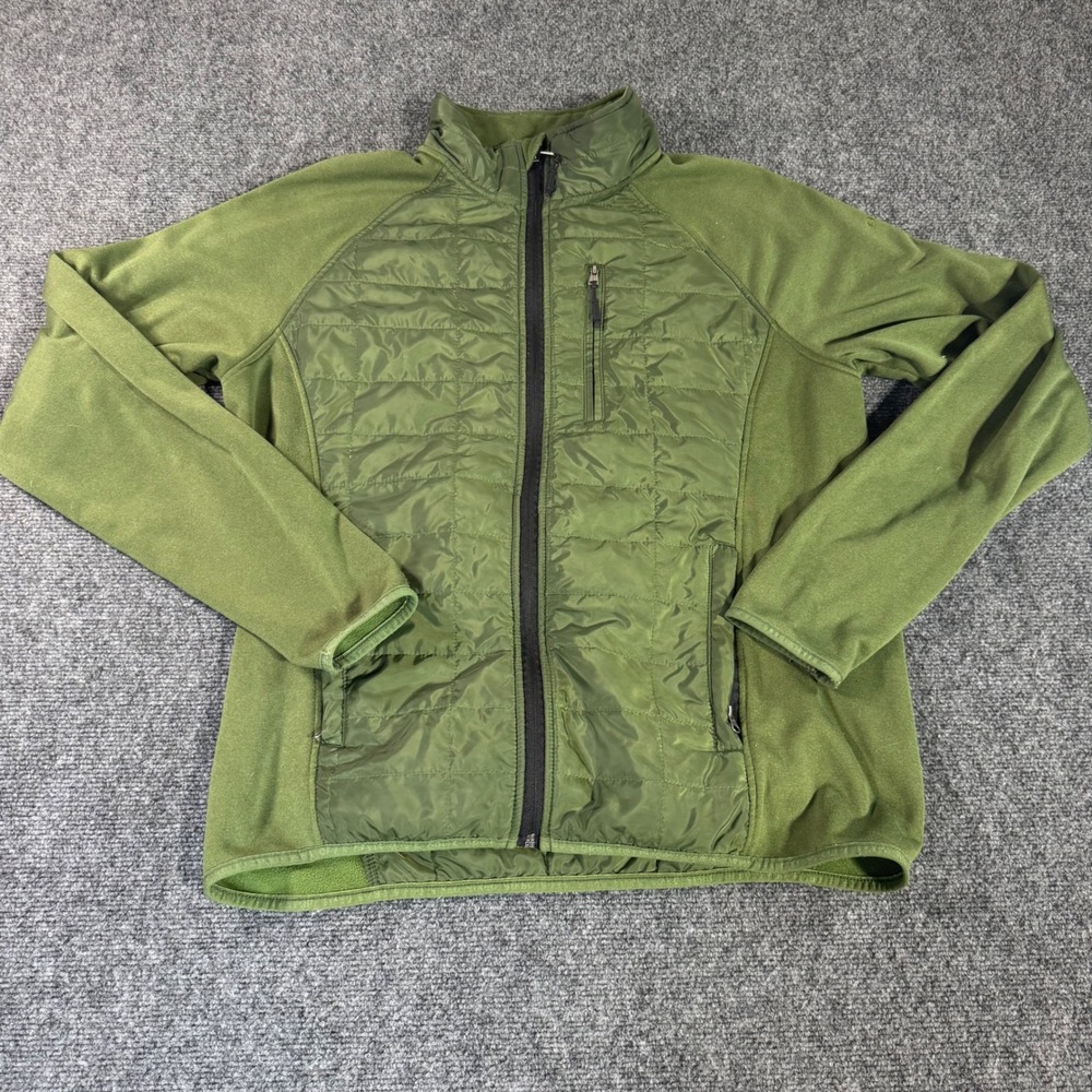 Orvis Classic Collection Mens Medium Olive Green Hybrid Puffer Fleece Jacket Zip